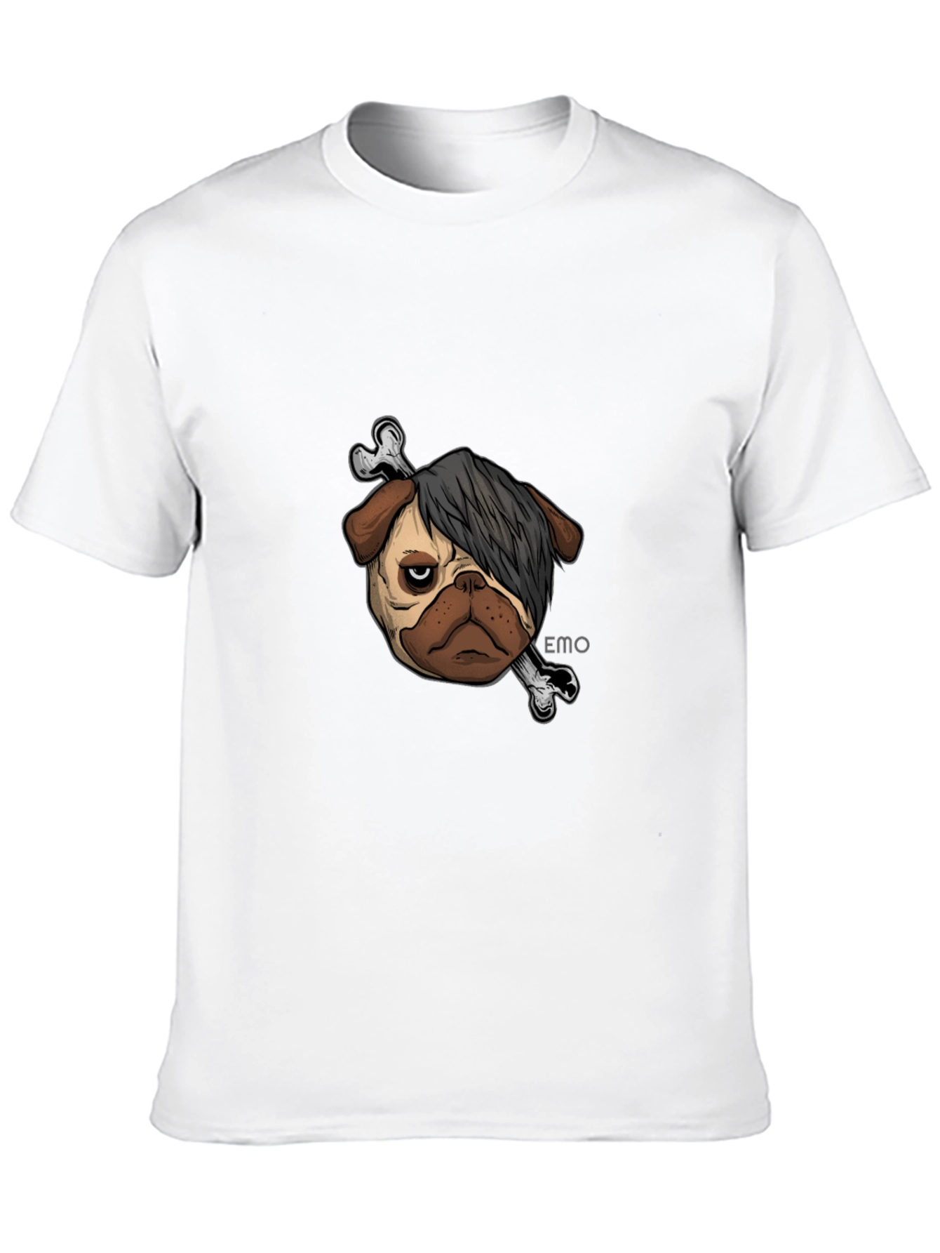 Emo Pug T-Shirt - Unisex Black Cotton Graphic Tee