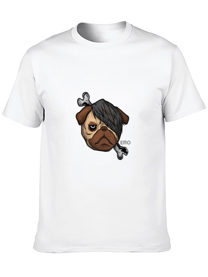 Emo Pug T-Shirt - Unisex Black Cotton Graphic Tee