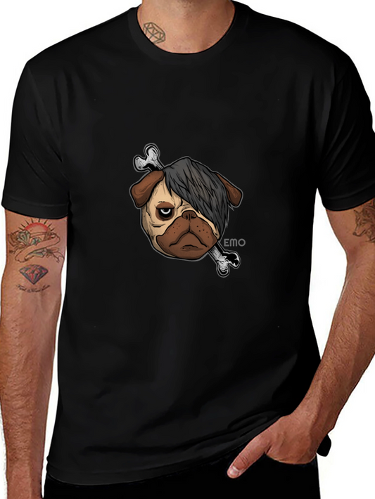 Emo Pug T-Shirt - Unisex Black Cotton Graphic Tee