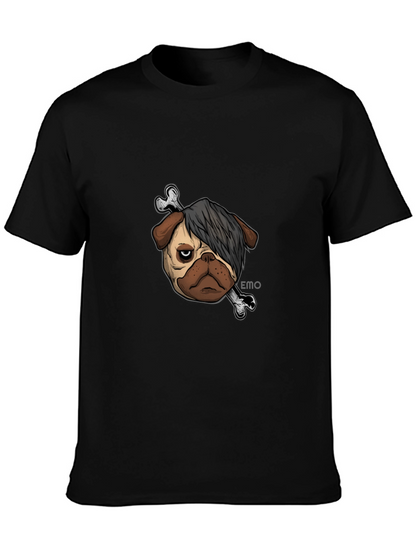 Emo Pug T-Shirt - Unisex Black Cotton Graphic Tee