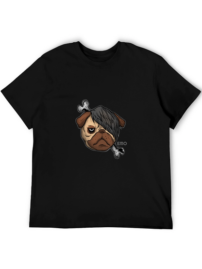 Emo Pug T-Shirt - Unisex Black Cotton Graphic Tee