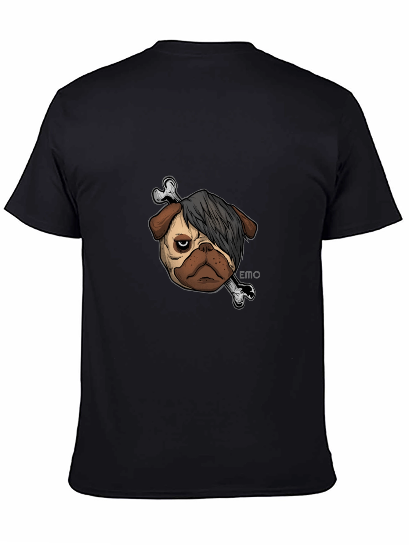 Emo Pug T-Shirt - Unisex Black Cotton Graphic Tee
