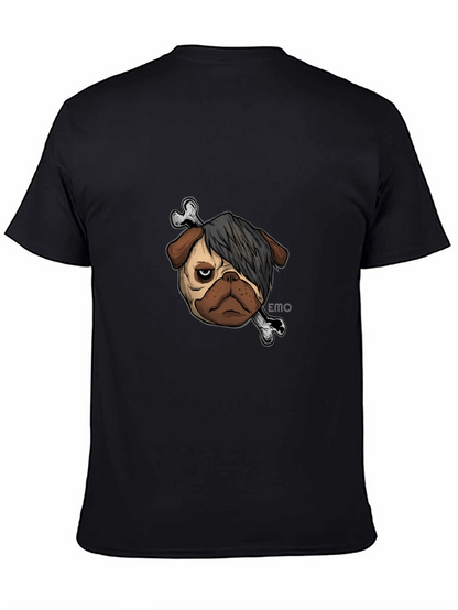 Emo Pug T-Shirt - Unisex Black Cotton Graphic Tee