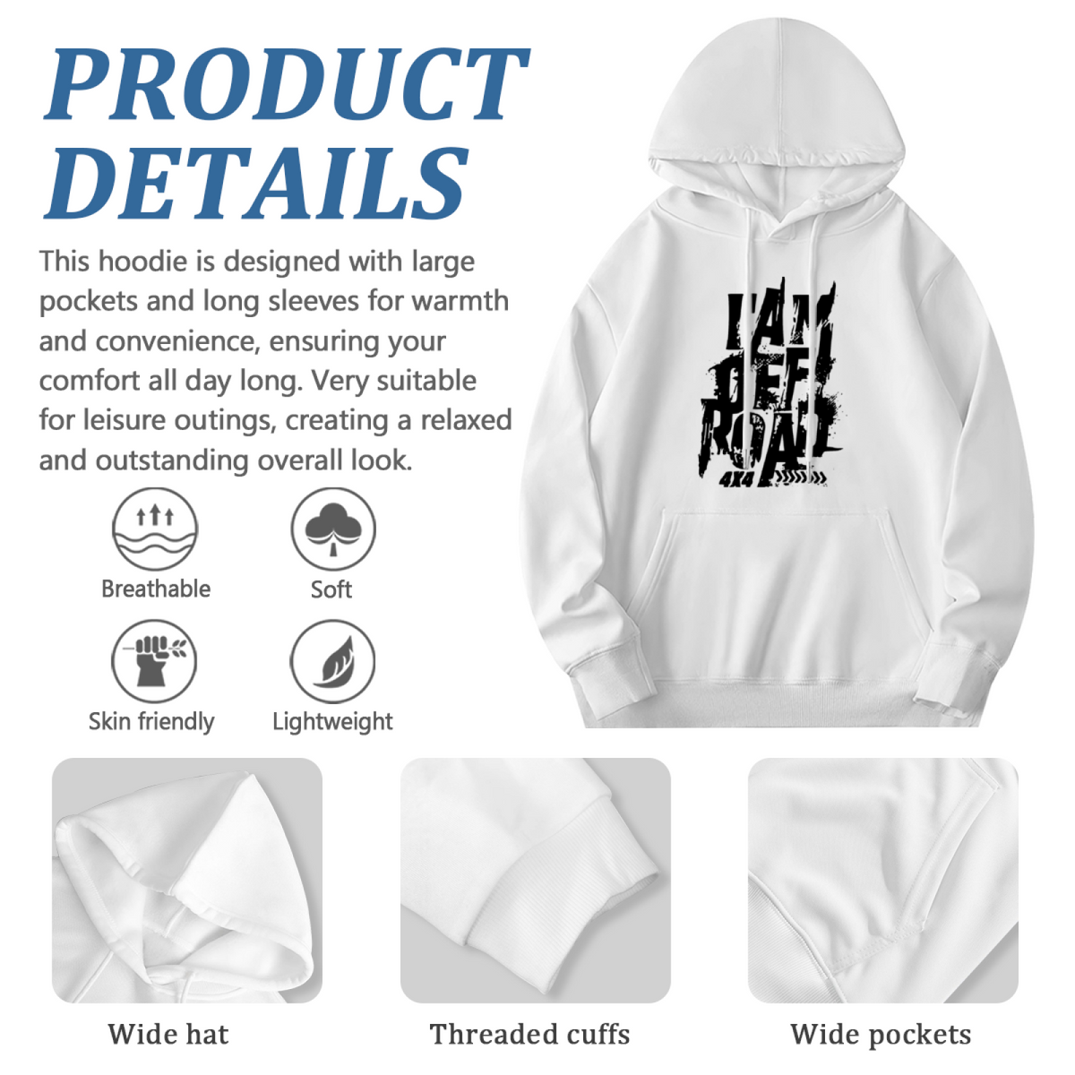 I Am Off Road' 4x4 Distressed Grunge Graphic Hoodie