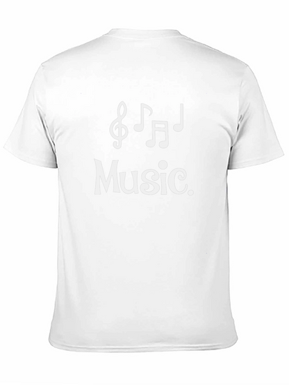 Music Notes Graphic Tee - Black Cotton T-Shirt