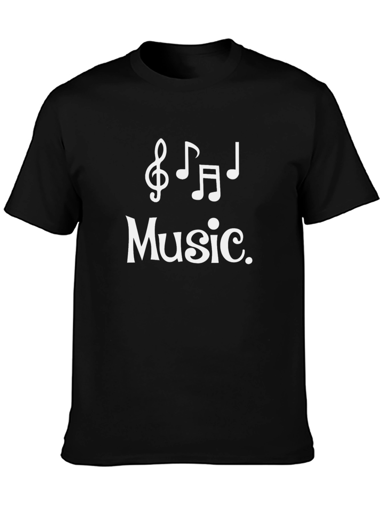Music Notes Graphic Tee - Black Cotton T-Shirt