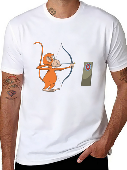 Monkey Archer Graphic Tee - Black Cotton T-Shirt