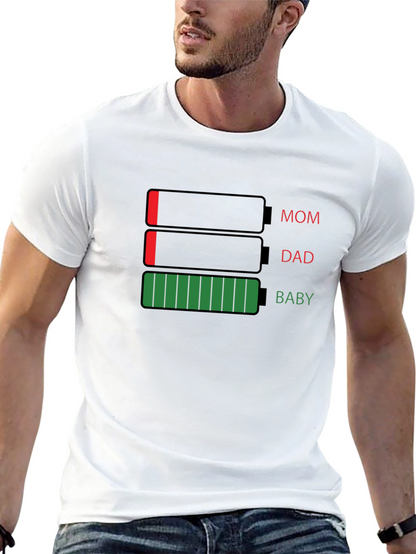 Funny Mom Dad Baby Battery T-Shirt