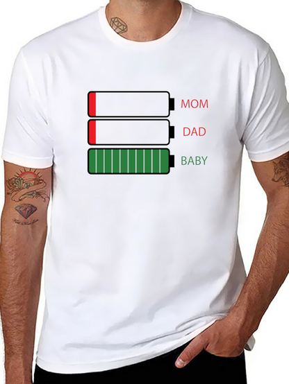 Funny Mom Dad Baby Battery T-Shirt