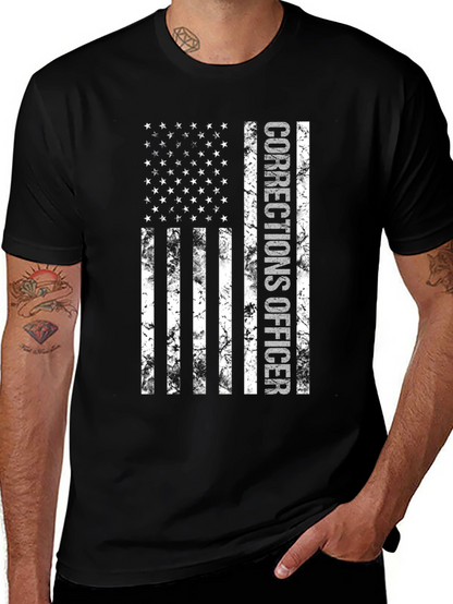 Corrections Officer American Flag Graphic T-Shirt