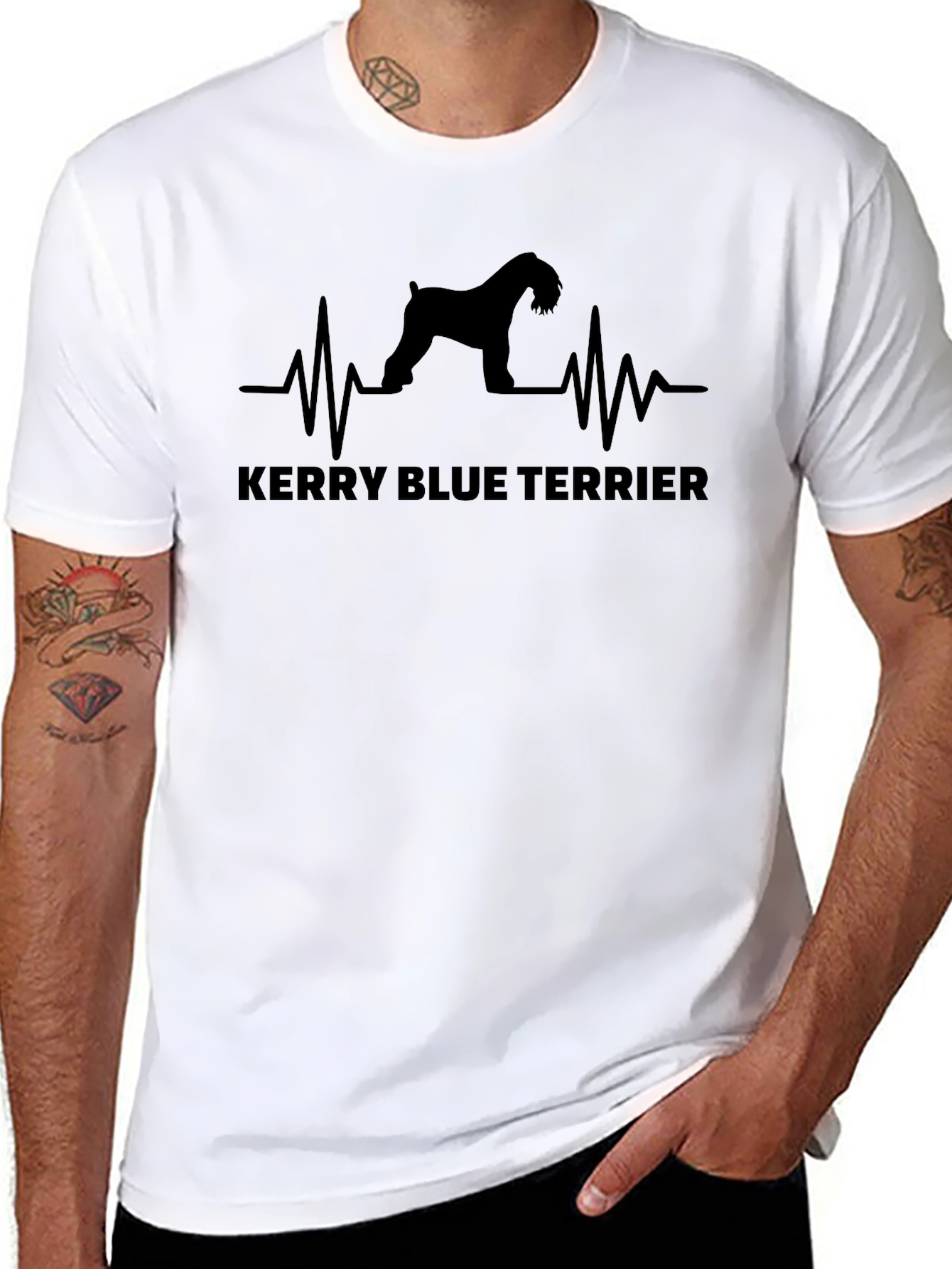 Kerry Blue Terrier Heartbeat Graphic T-Shirt