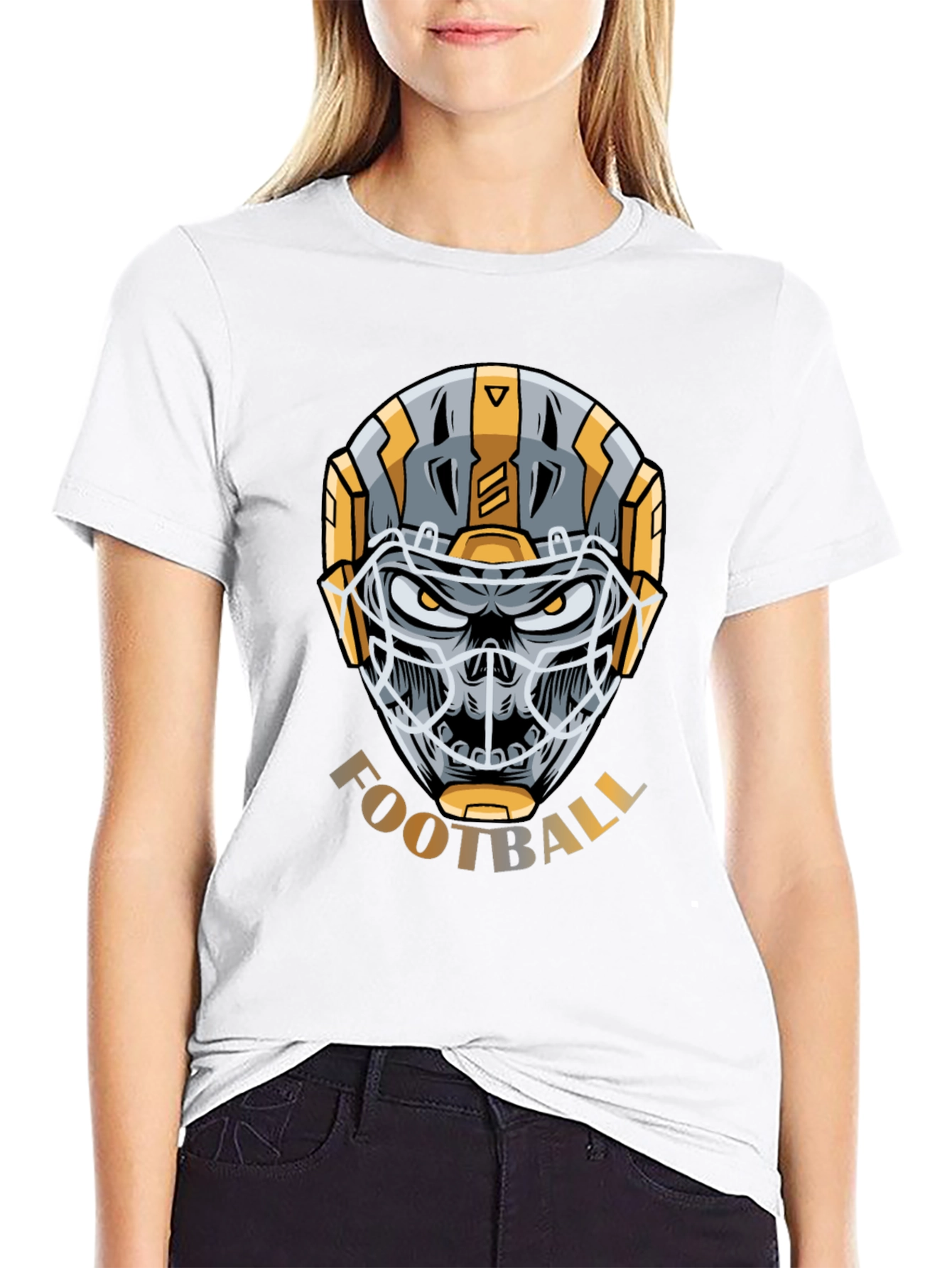 Skull Football Helmet Graphic T-Shirt
