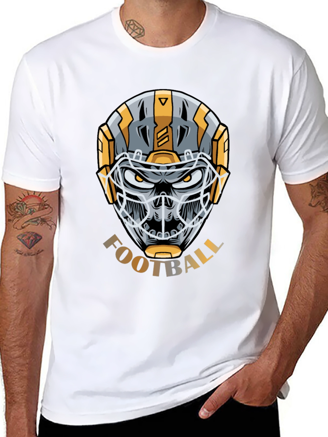 Skull Football Helmet Graphic T-Shirt