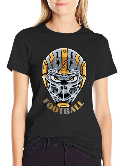 Skull Football Helmet Graphic T-Shirt