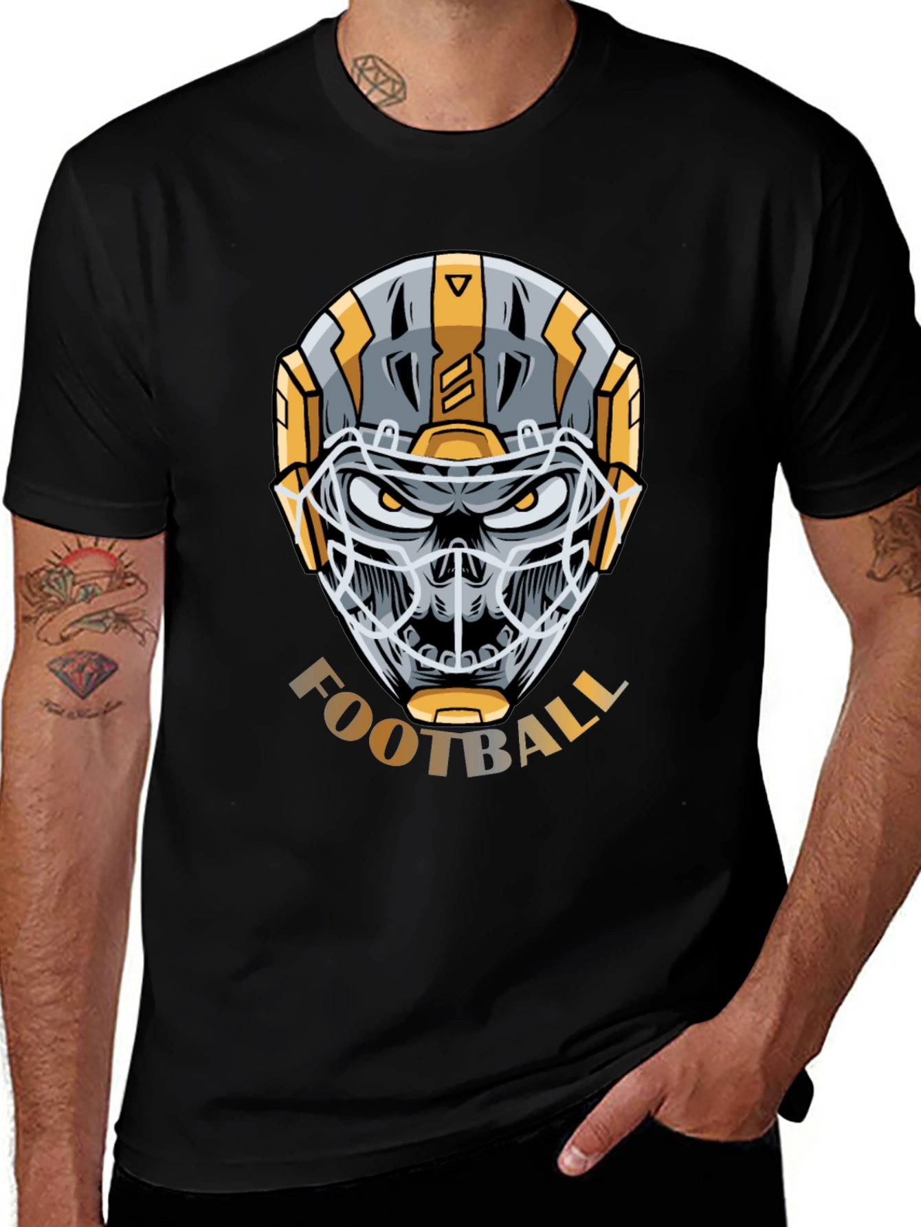 Skull Football Helmet Graphic T-Shirt