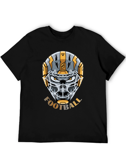 Skull Football Helmet Graphic T-Shirt