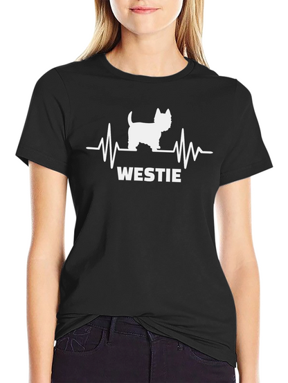 Westie Dog Heartbeat T-Shirt - Unisex Black Tee