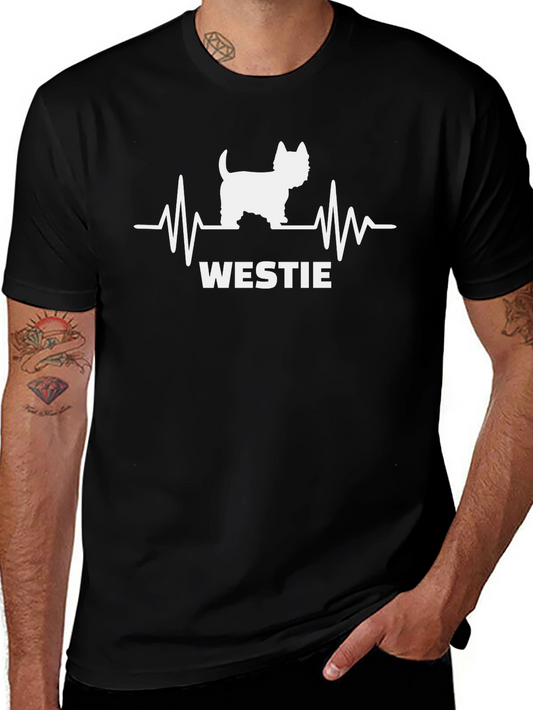 Westie Dog Heartbeat T-Shirt - Unisex Black Tee