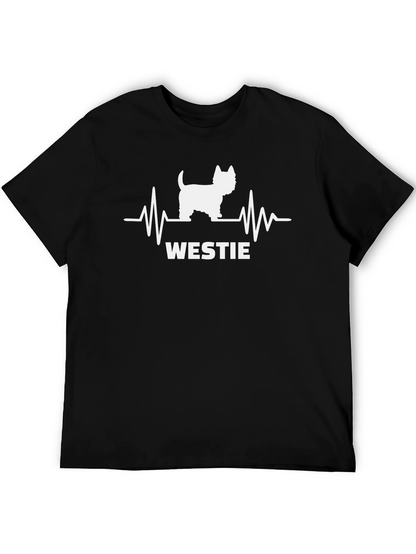 Westie Dog Heartbeat T-Shirt - Unisex Black Tee