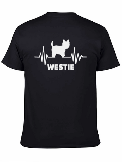 Westie Dog Heartbeat T-Shirt - Unisex Black Tee