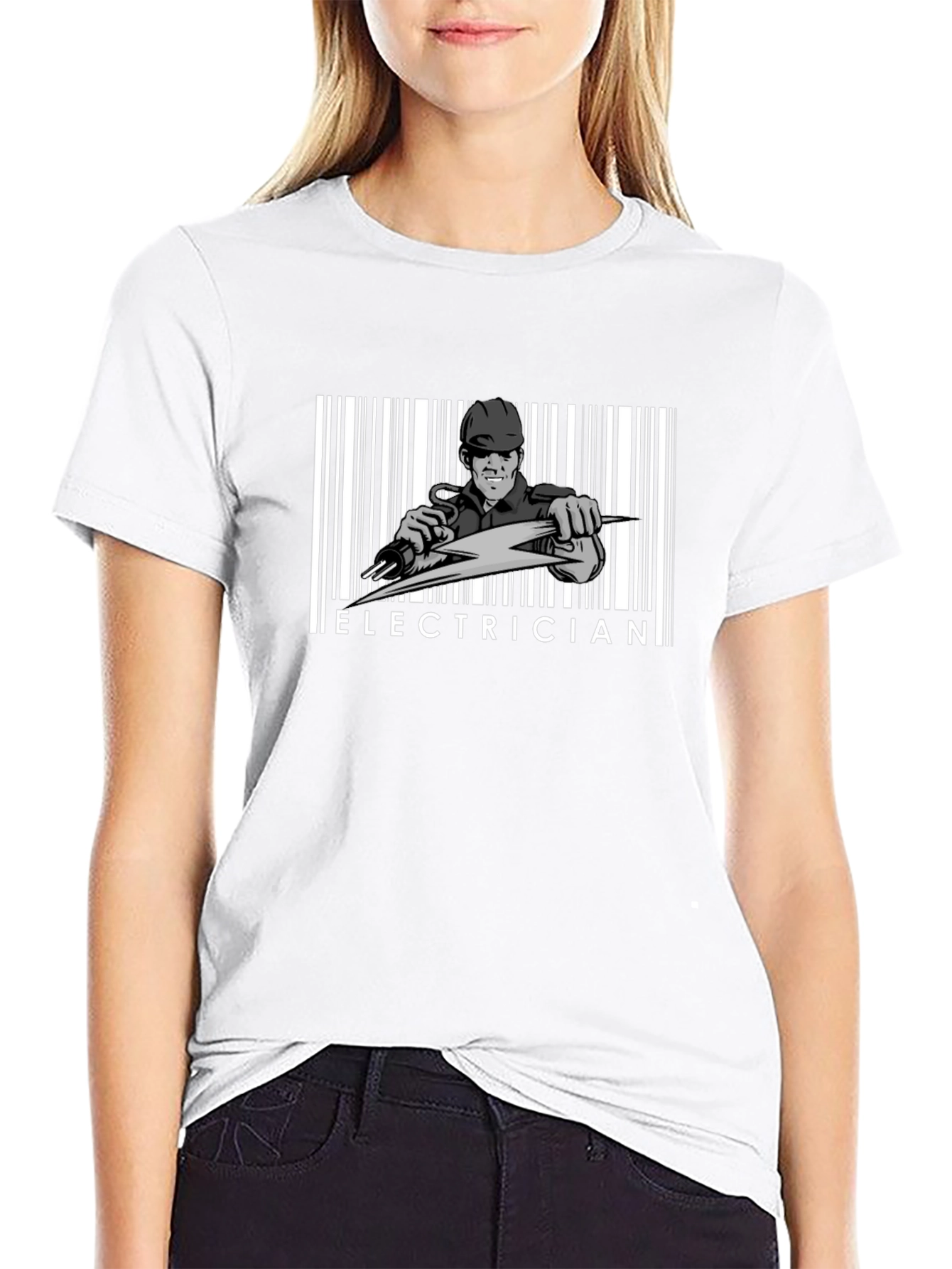 Electrician Barcode Graphic T-Shirt - Bold Design