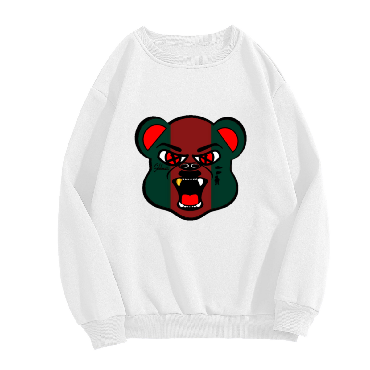 Fierce Bear Head Crewneck Sweatshirt - Aggressive Animal Face Streetwear Graphic Pullover