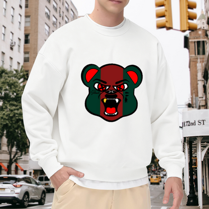 Fierce Bear Head Crewneck Sweatshirt - Aggressive Animal Face Streetwear Graphic Pullover