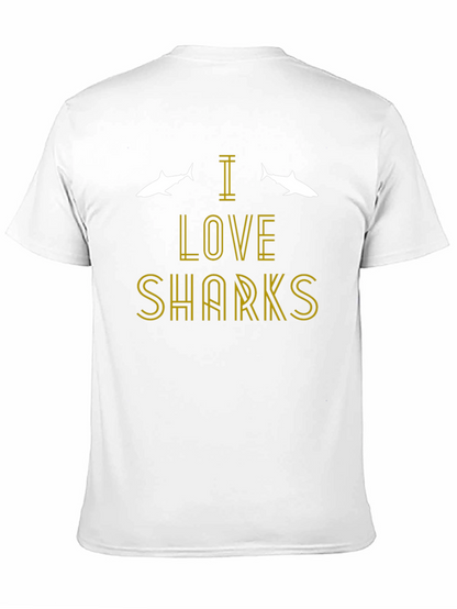 I Love Sharks T-Shirt -  Black Cotton Tee