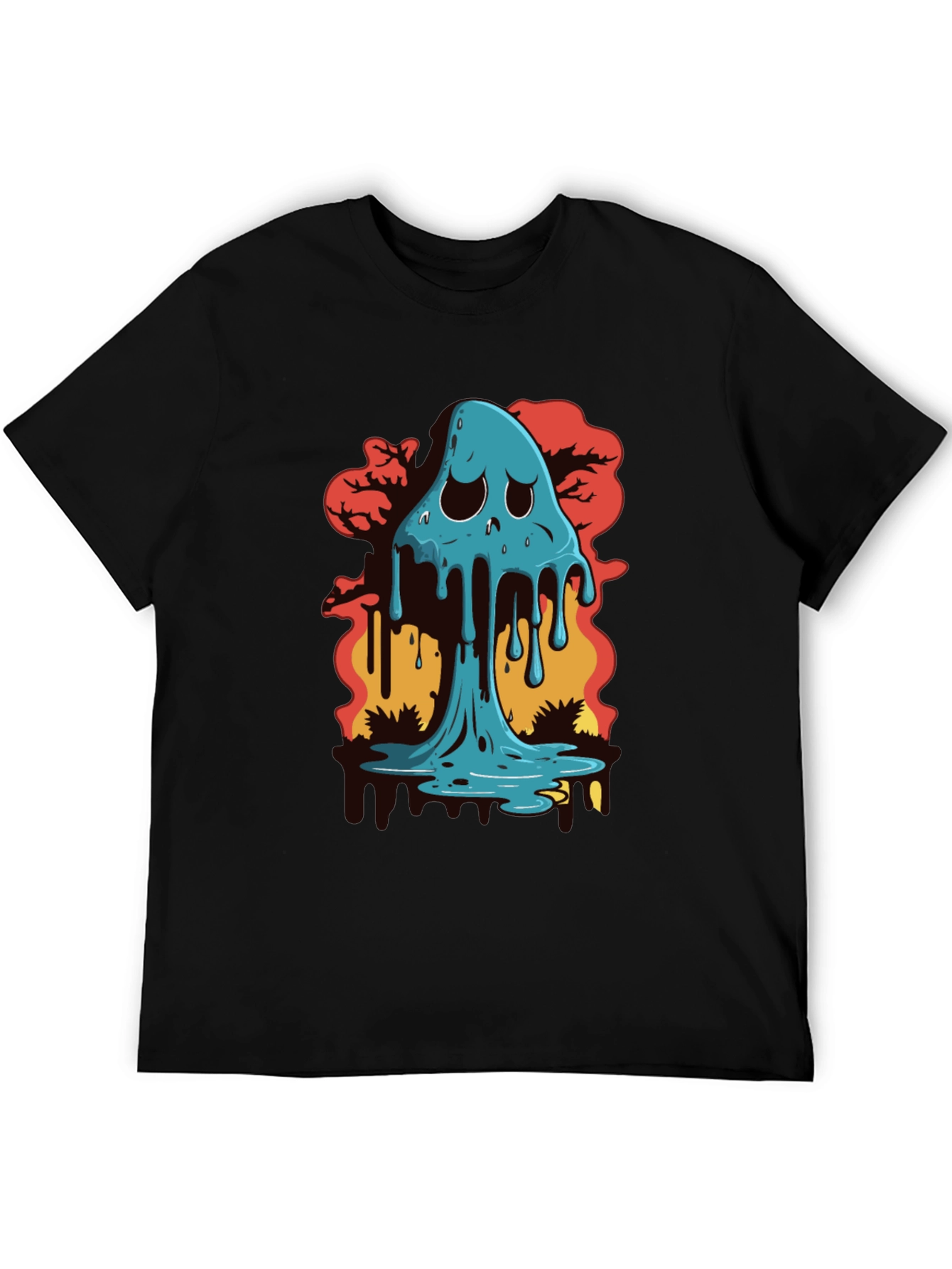 Melty Ghost Graphic Black T-Shirt