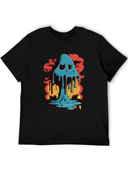 Melty Ghost Graphic Black T-Shirt