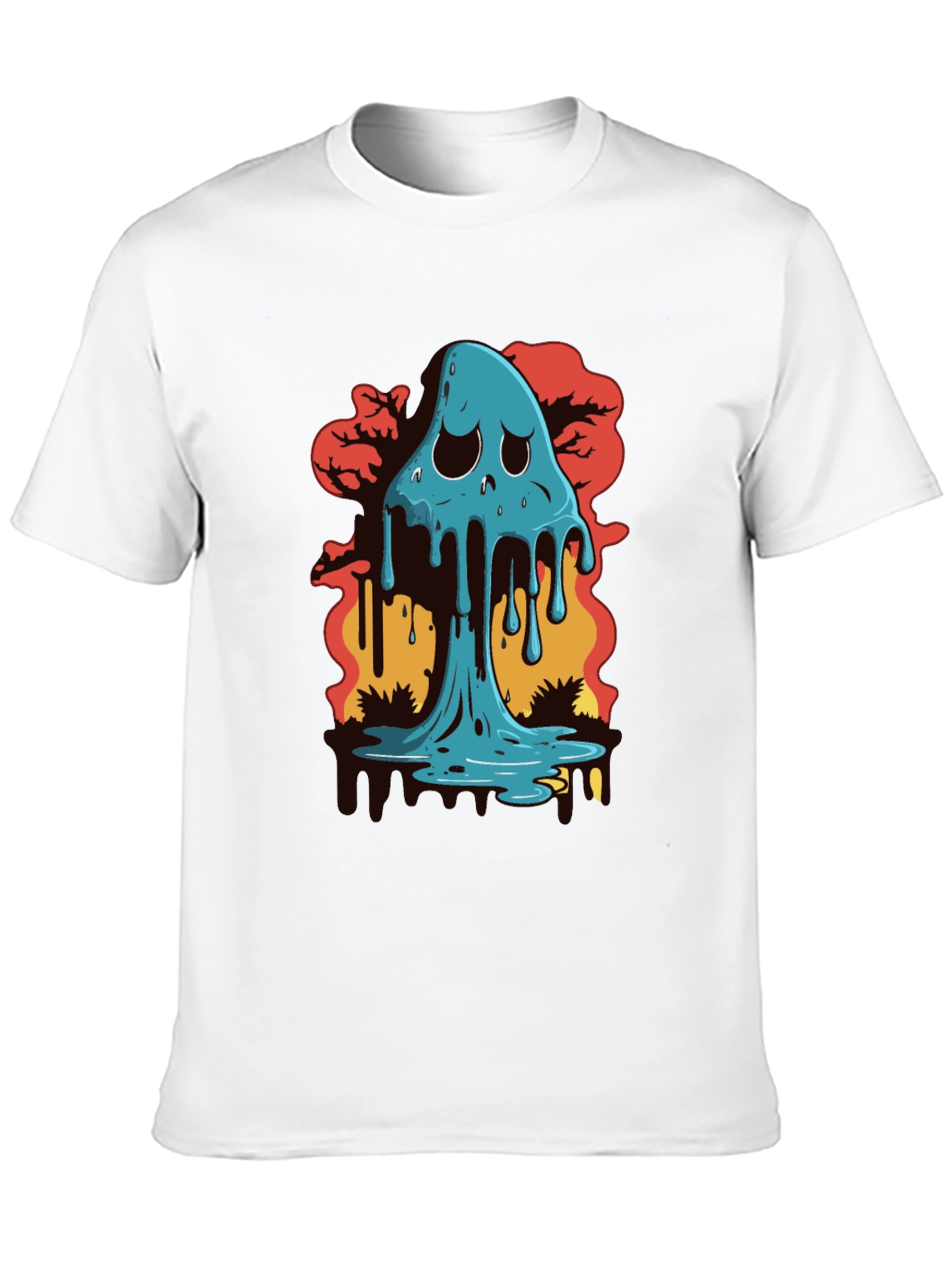 Melty Ghost Graphic Black T-Shirt