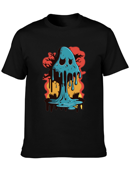 Melty Ghost Graphic Black T-Shirt