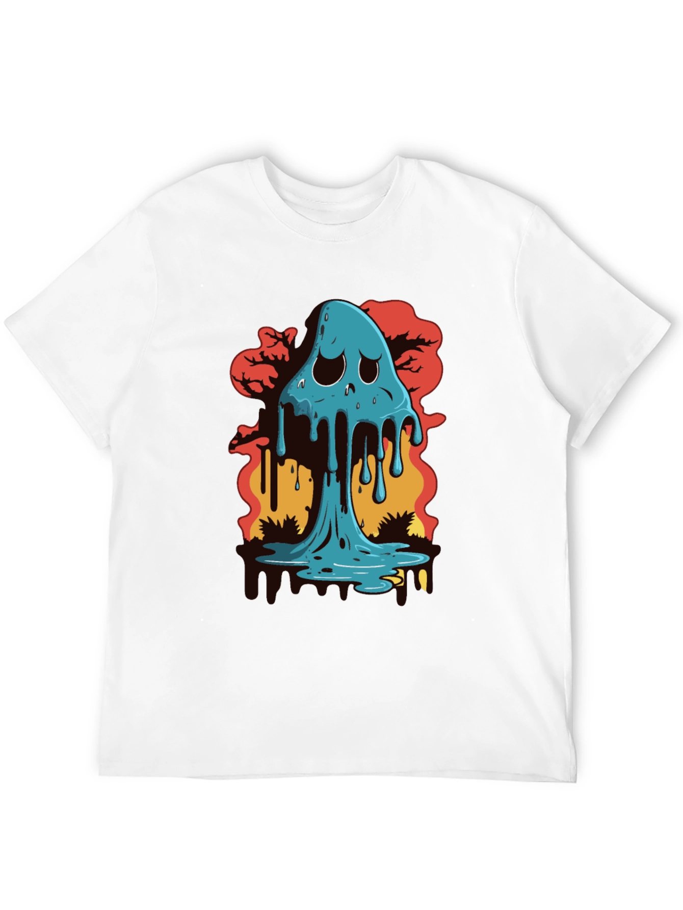 Melty Ghost Graphic Black T-Shirt