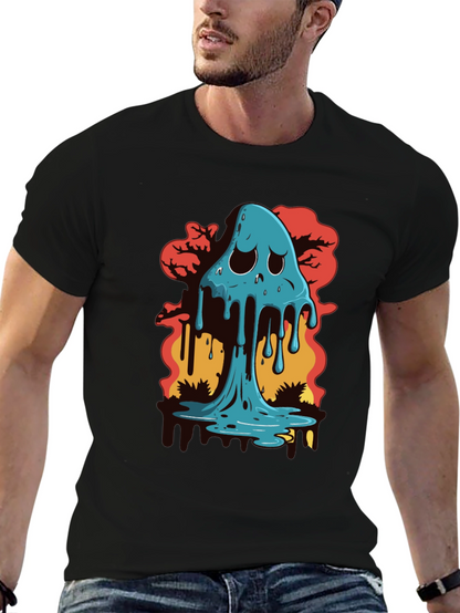 Melty Ghost Graphic Black T-Shirt