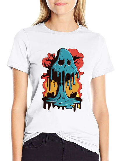 Melty Ghost Graphic Black T-Shirt