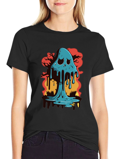 Melty Ghost Graphic Black T-Shirt