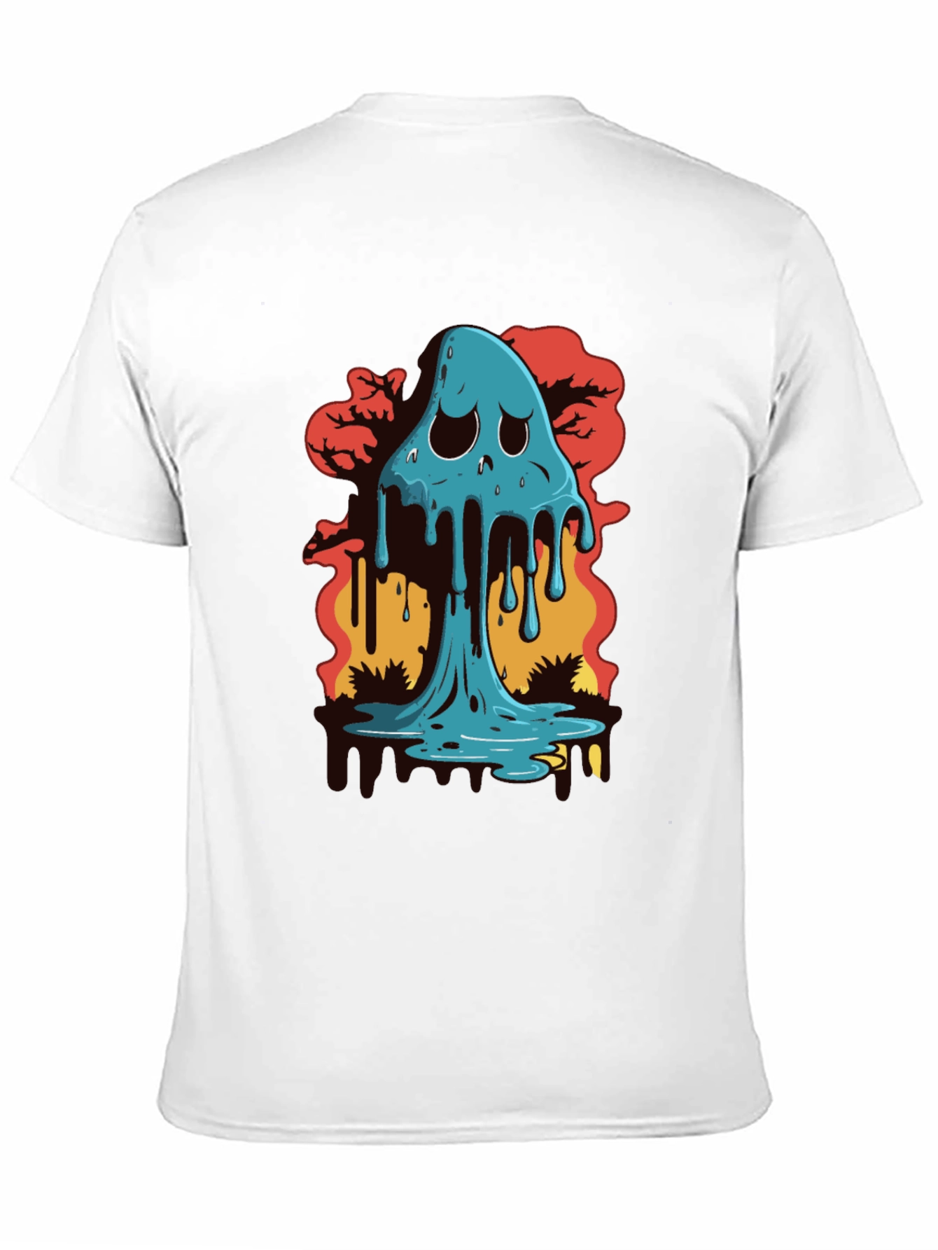 Melty Ghost Graphic Black T-Shirt