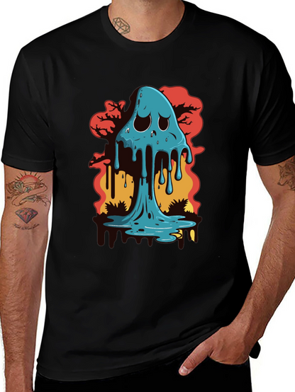 Melty Ghost Graphic Black T-Shirt