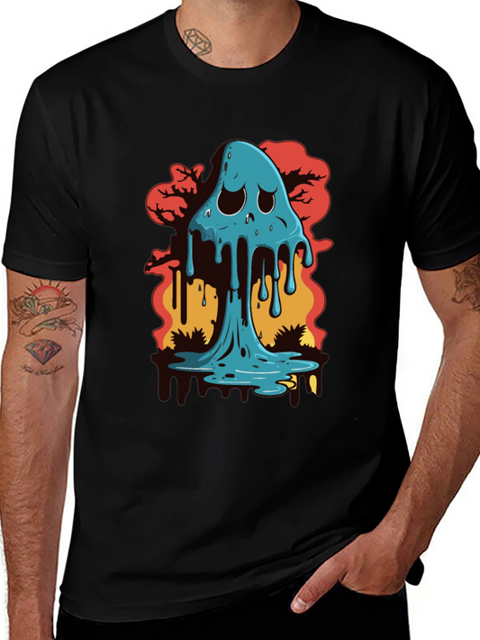Melty Ghost Graphic Black T-Shirt