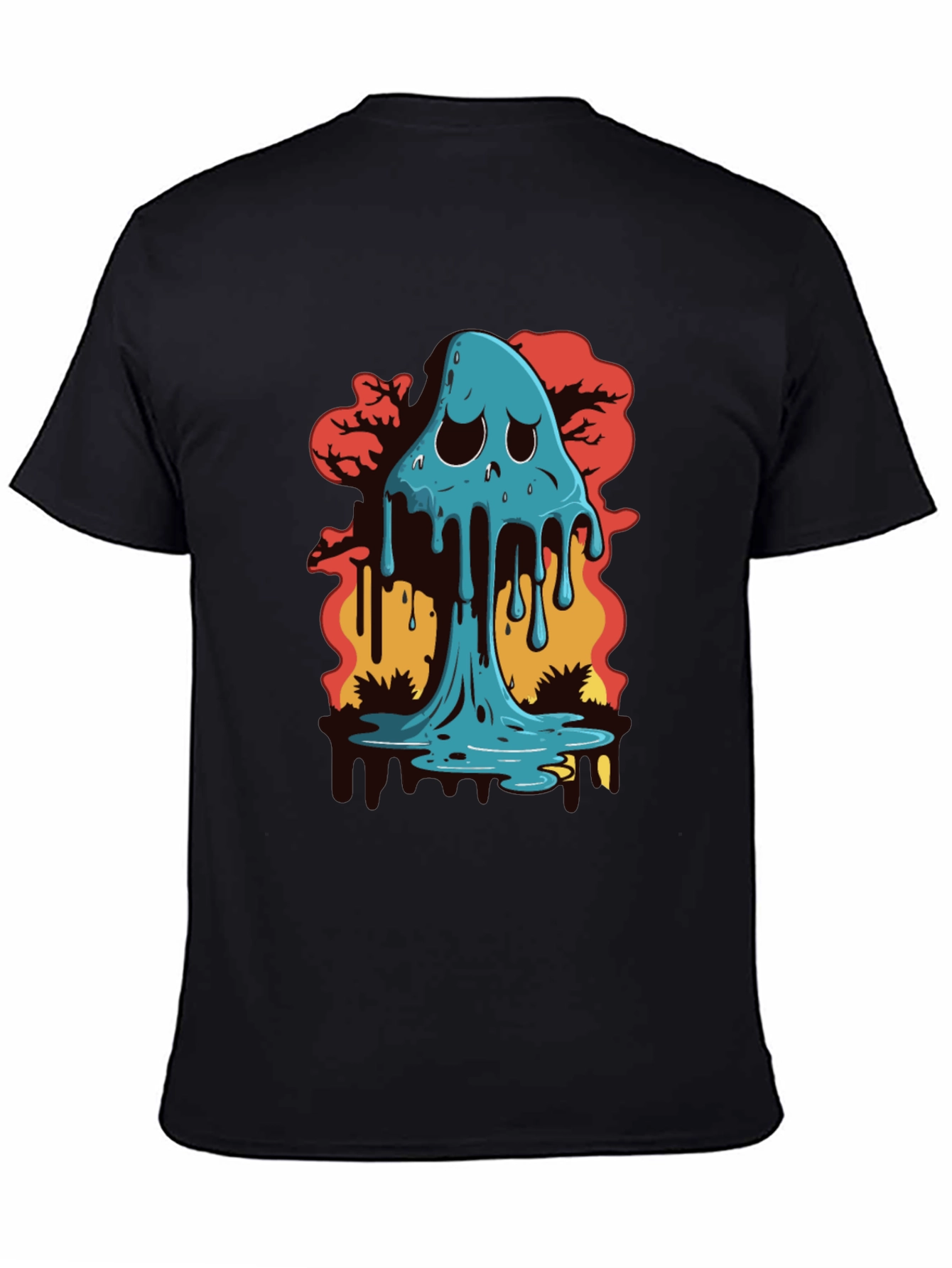 Melty Ghost Graphic Black T-Shirt