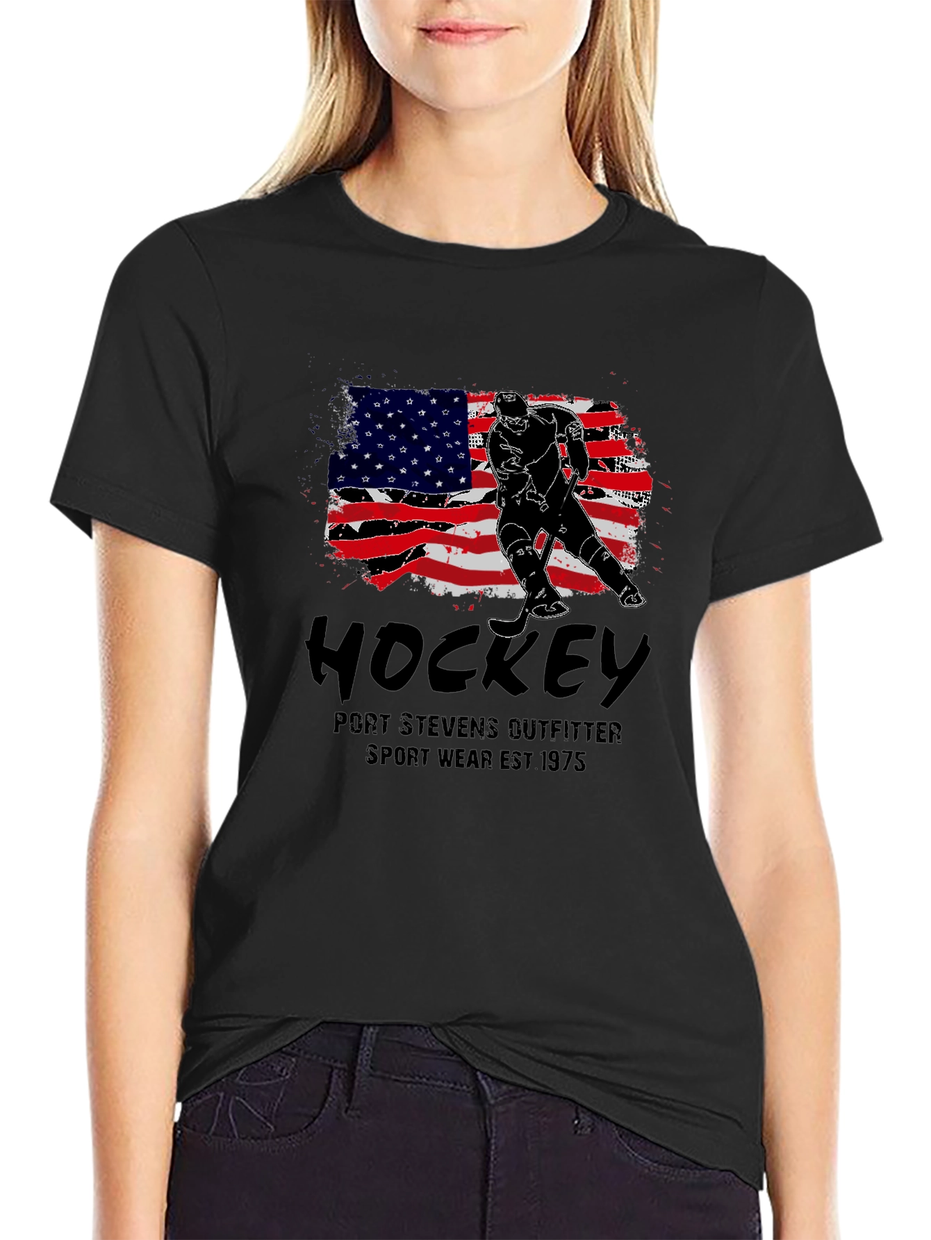 Hockey USA Flag Graphic T-Shirt
