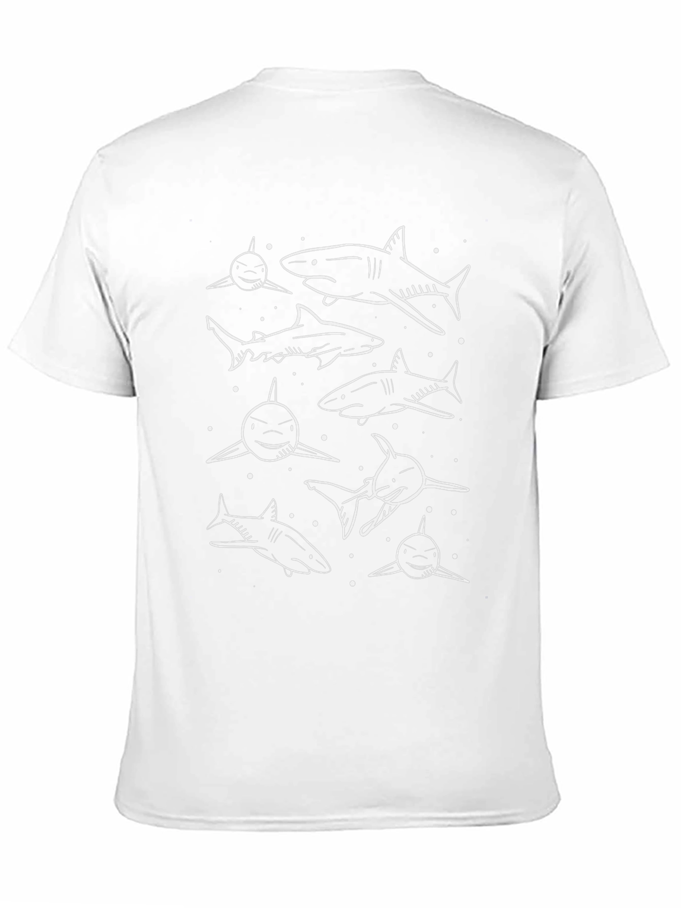 Shark Print T-Shirt - Black Cotton Tee