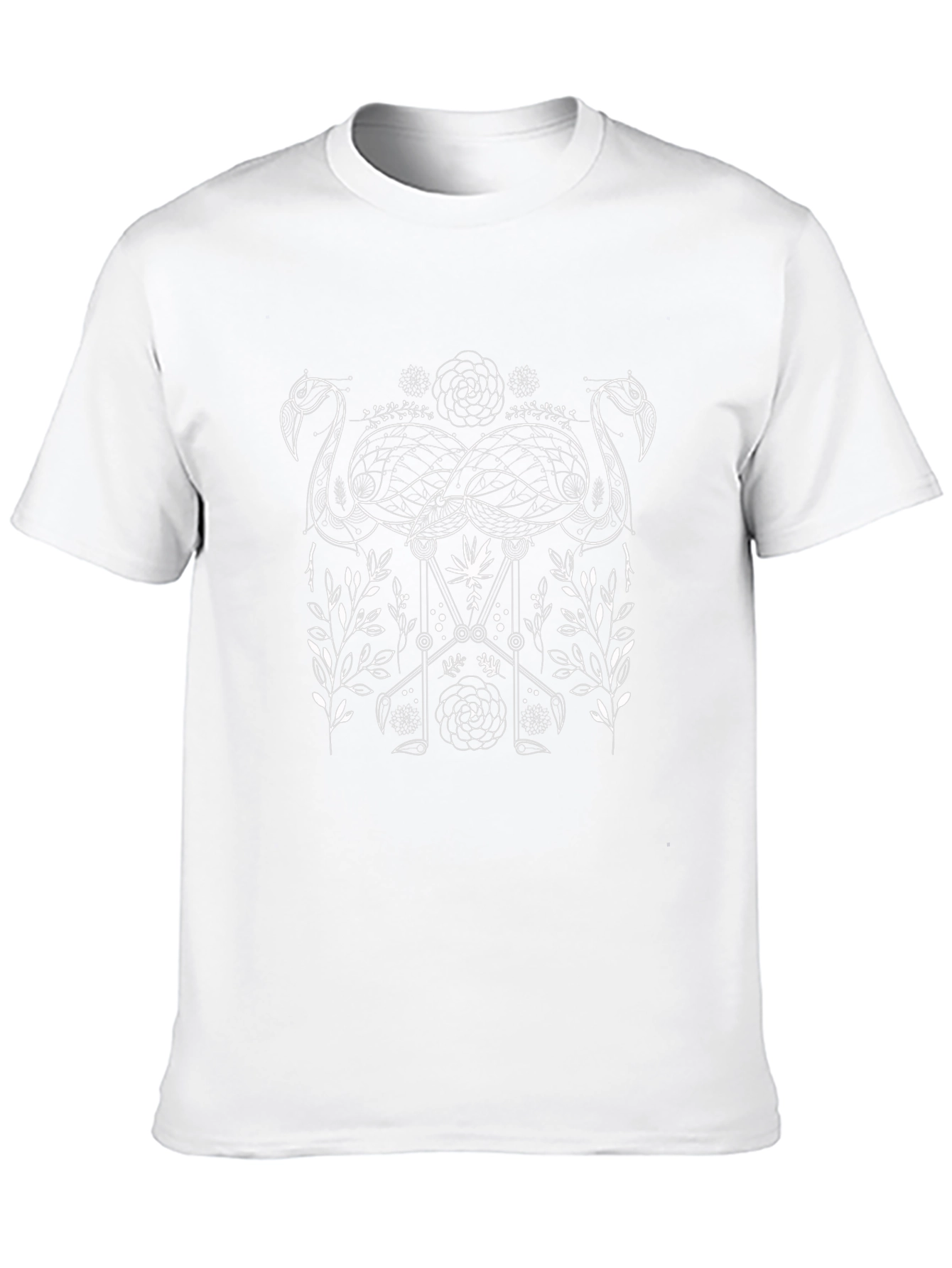 Geometric Flamingo Graphic T-Shirt - Black