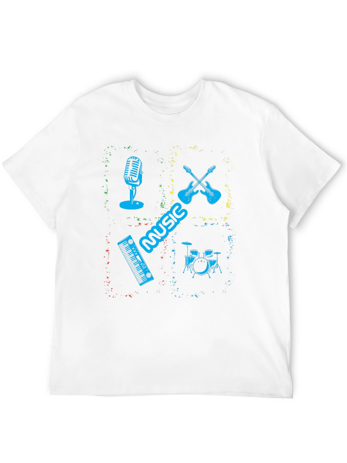 Music Instrument Graphic Print Mens Black T-Shirt