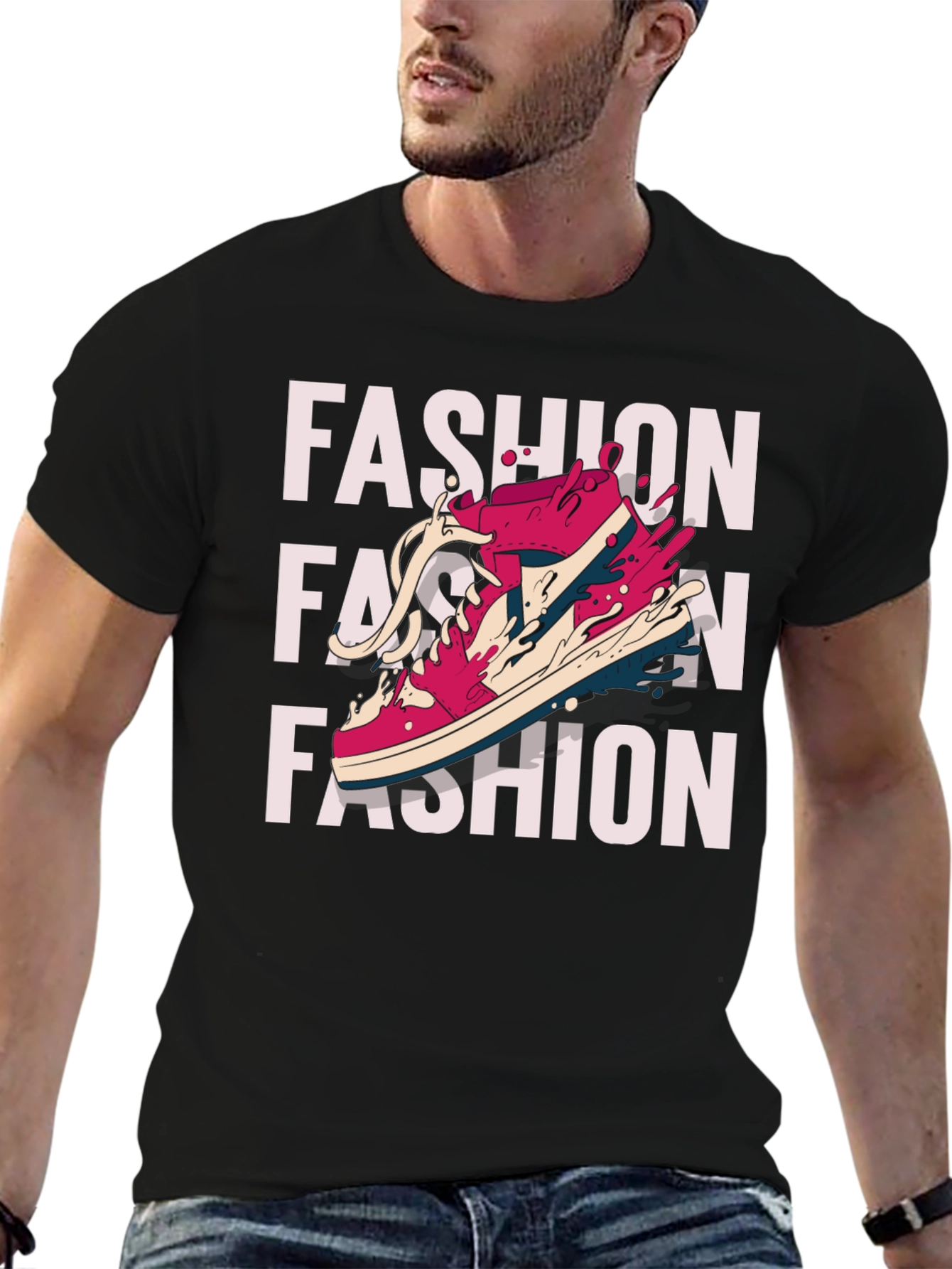 Trendy Fashion Sneaker Graphic Print T-Shirt