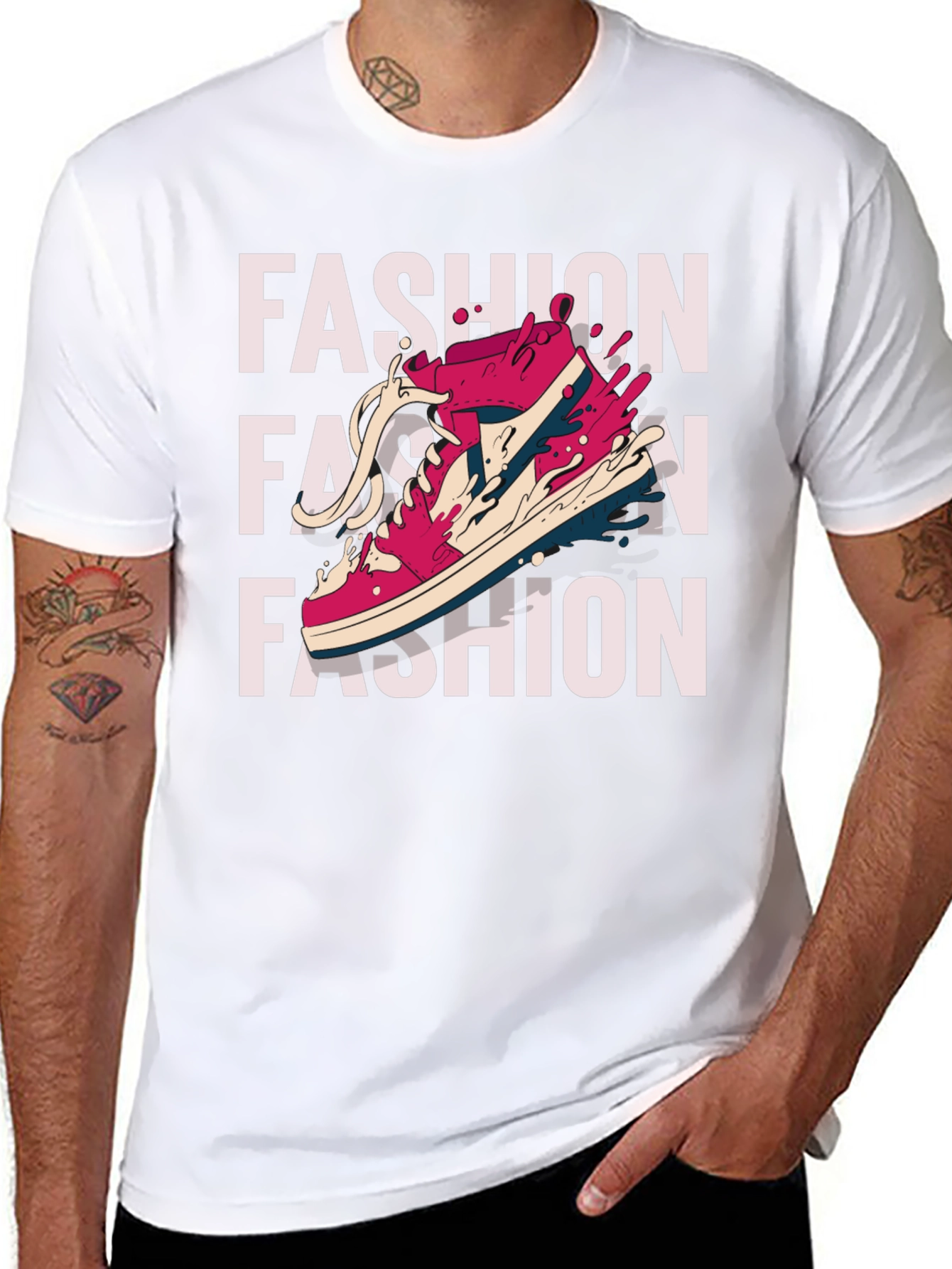 Trendy Fashion Sneaker Graphic Print T-Shirt