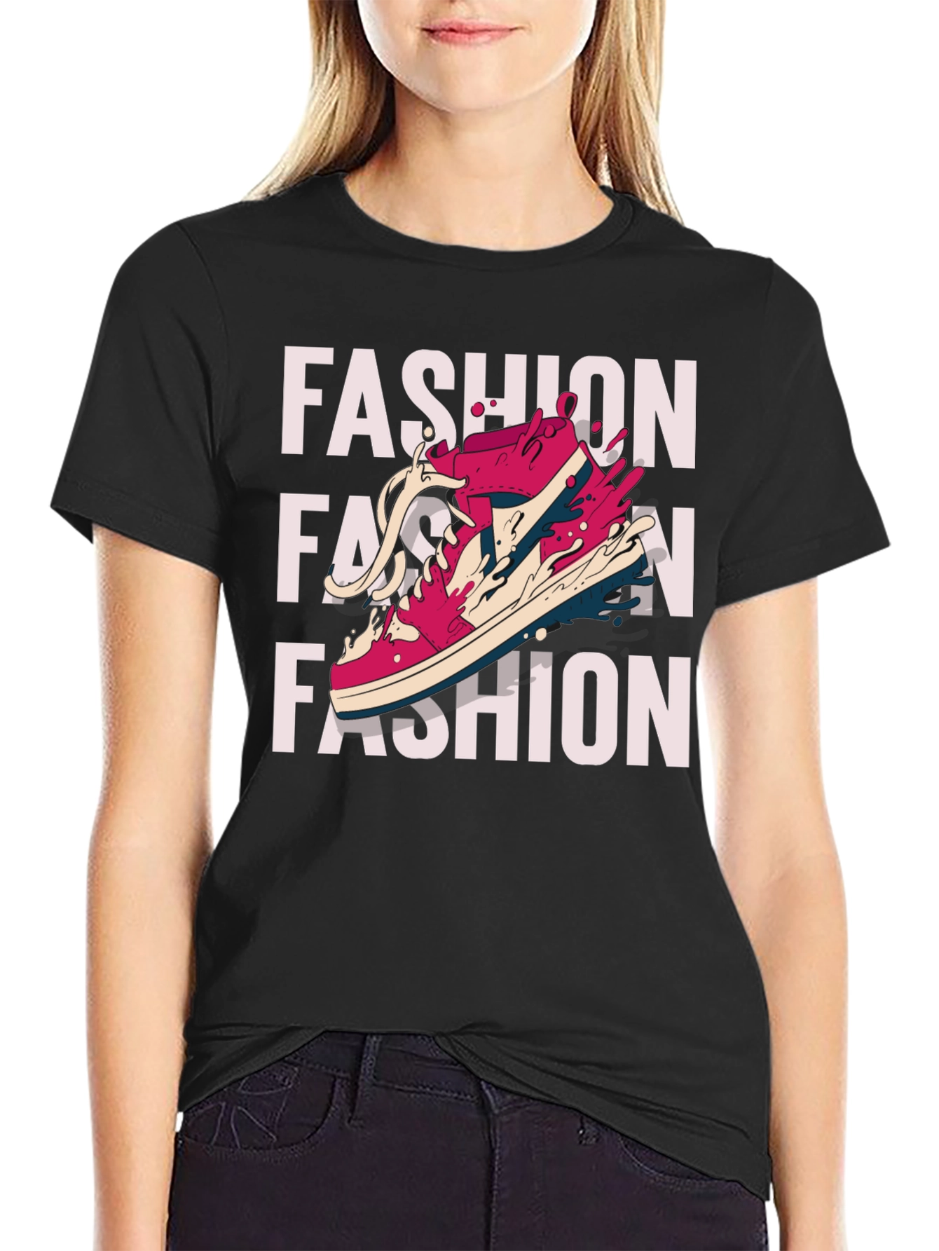Trendy Fashion Sneaker Graphic Print T-Shirt