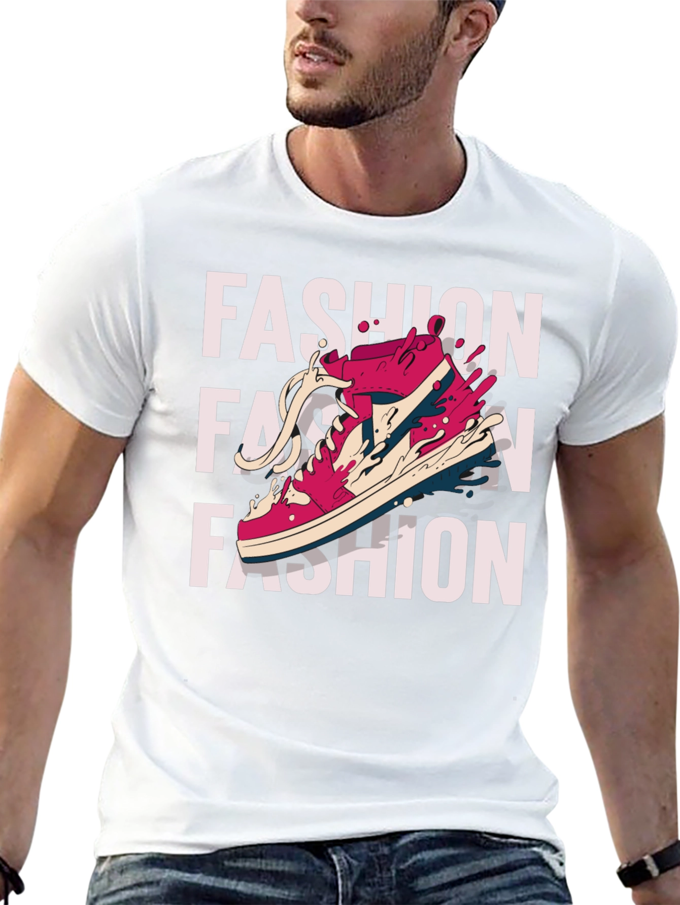 Trendy Fashion Sneaker Graphic Print T-Shirt