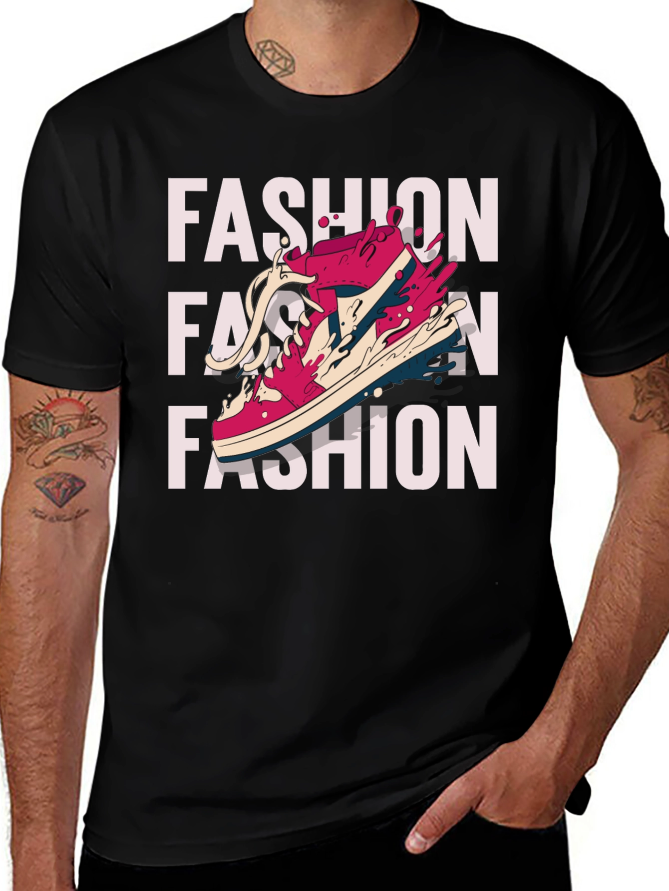 Trendy Fashion Sneaker Graphic Print T-Shirt