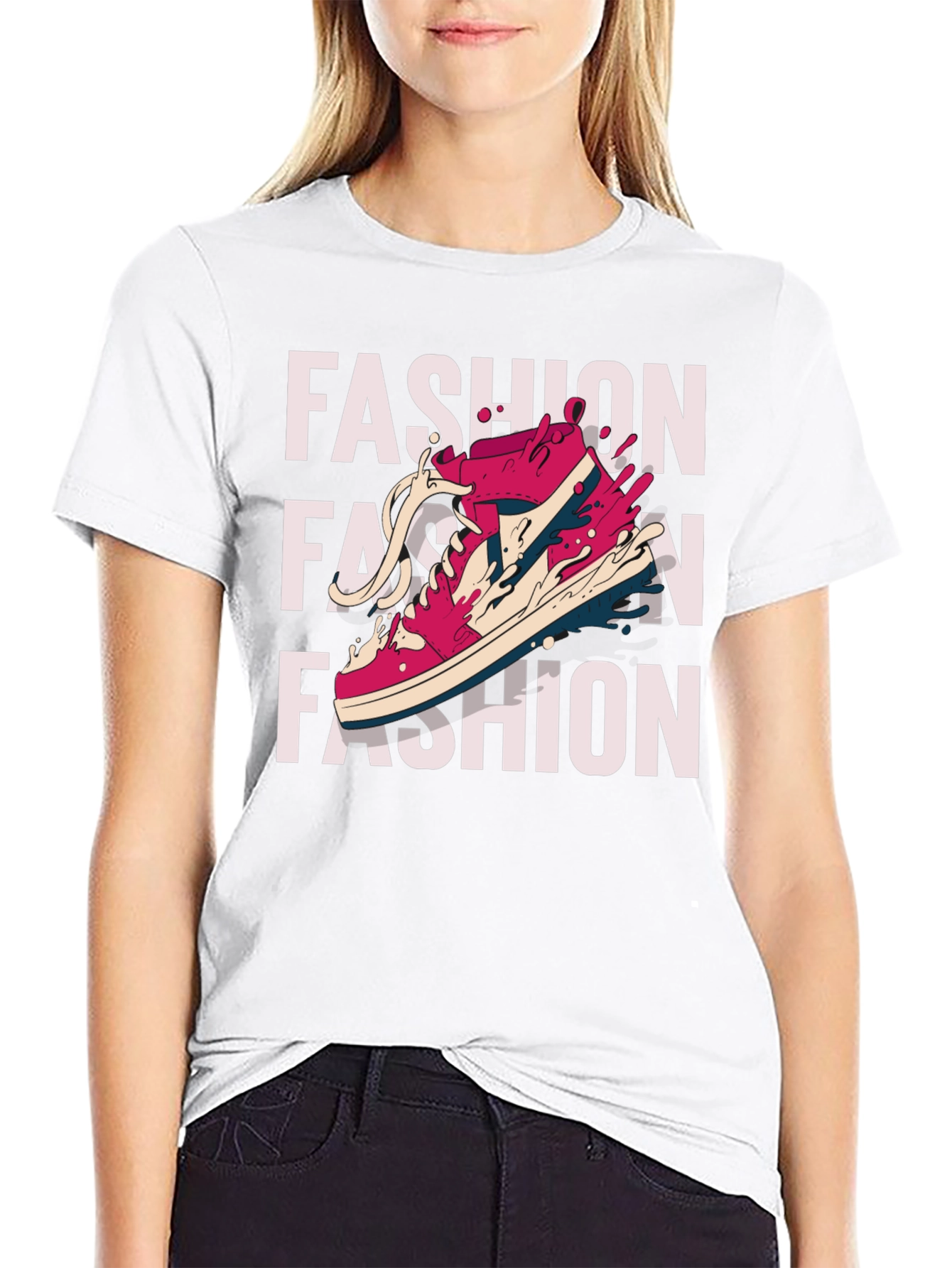 Trendy Fashion Sneaker Graphic Print T-Shirt